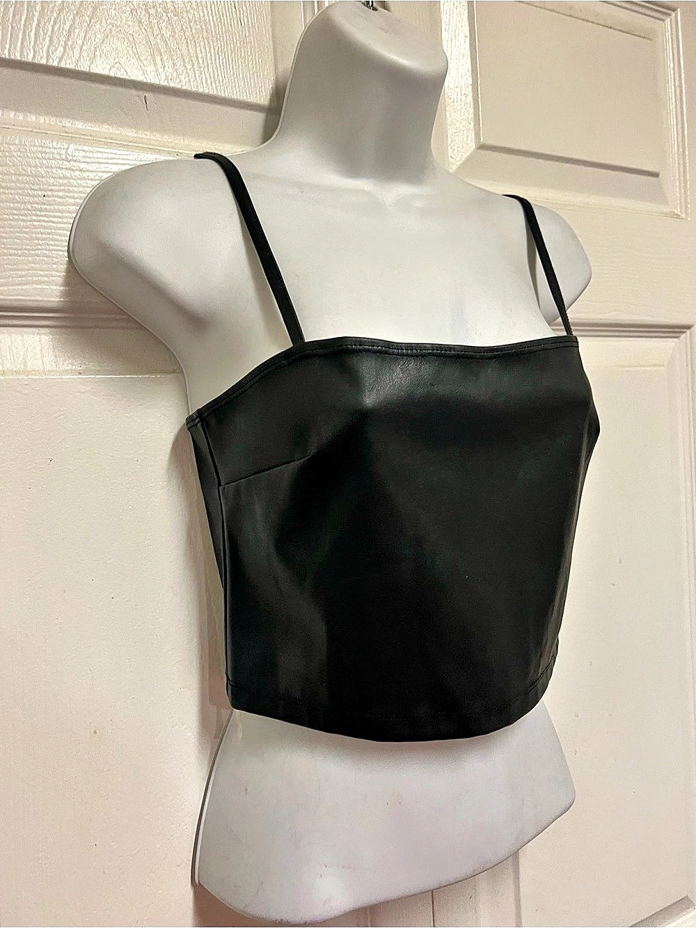 Popular Basics Black Faux Leather Camisole